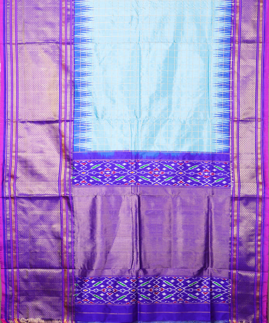 Sky blue color handloom rajkot silk saree
