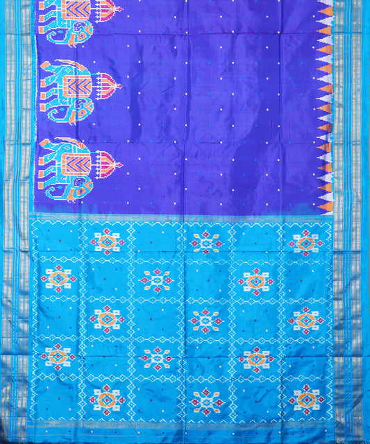 Blue color handloom rajkot silk saree