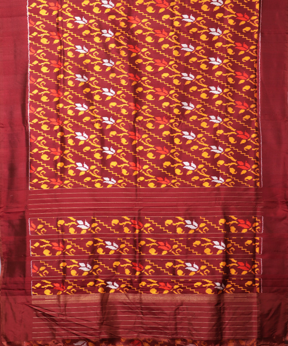 Hickory brown color handloom rajkot silk saree
