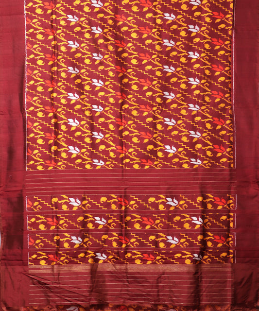 Hickory brown color handloom rajkot silk saree
