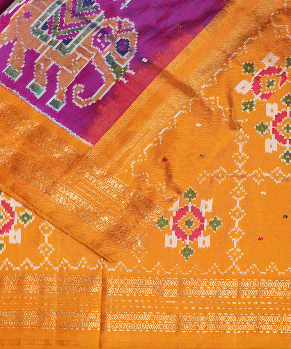 Grape violet shade handloom rajkot silk saree