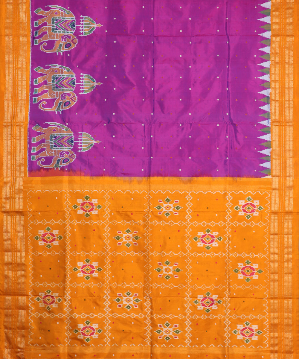 Grape violet shade handloom rajkot silk saree