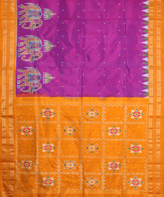 Grape violet shade handloom rajkot silk saree
