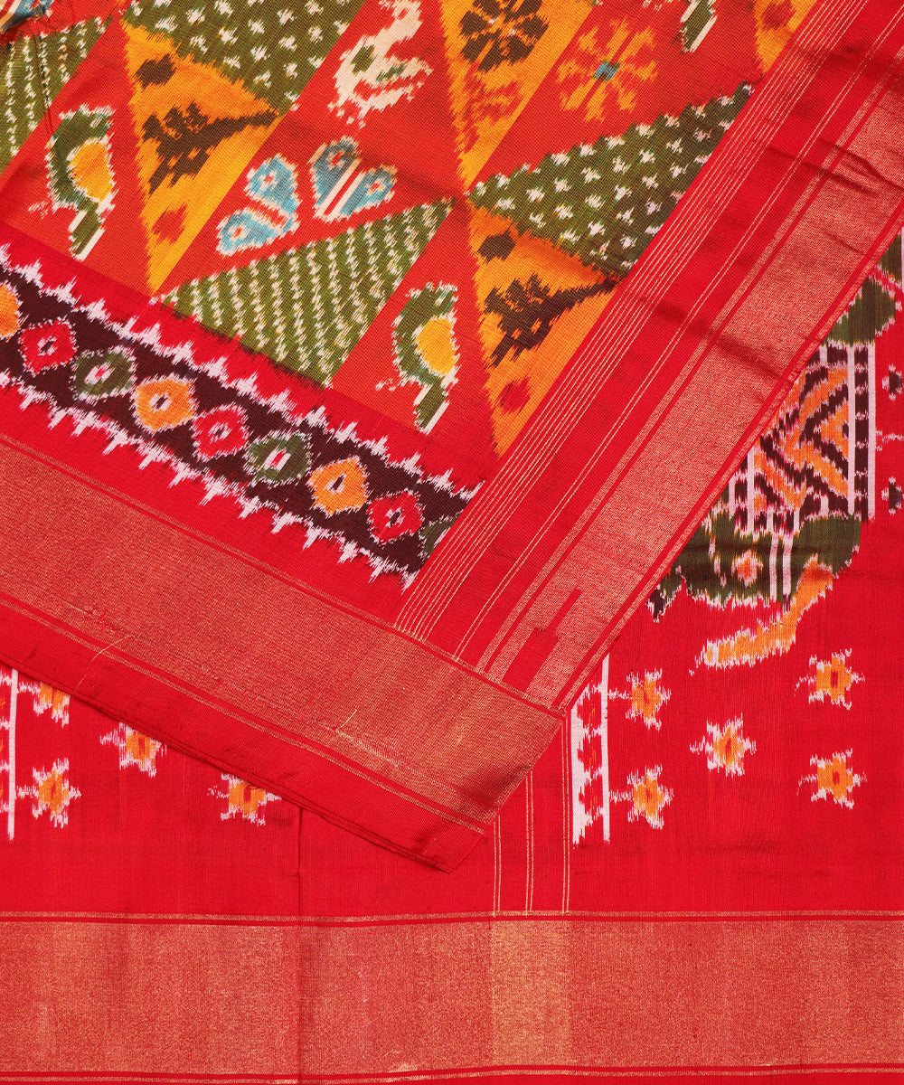 Multi-color handloom rajkot silk saree