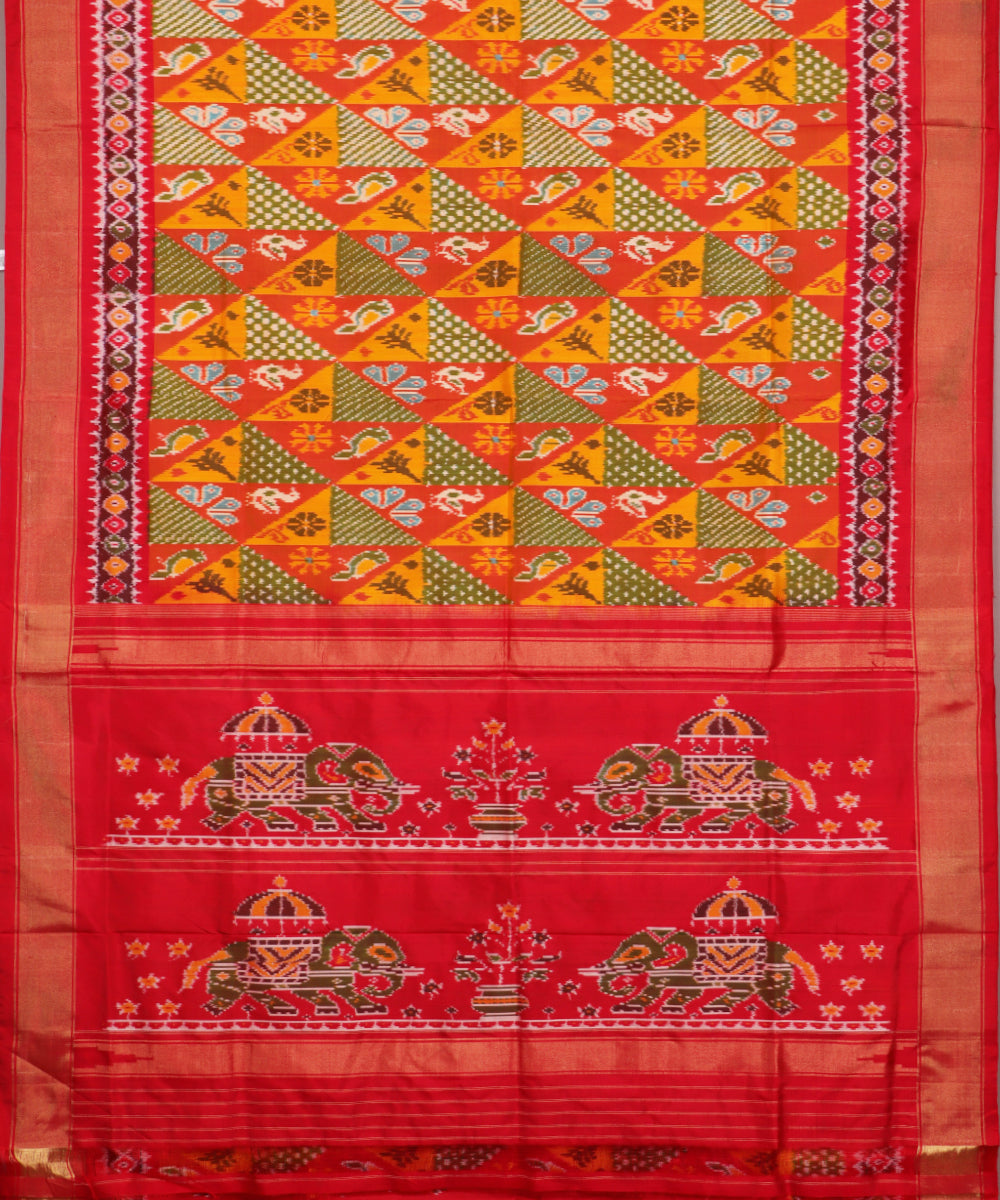 Multi-color handloom rajkot silk saree