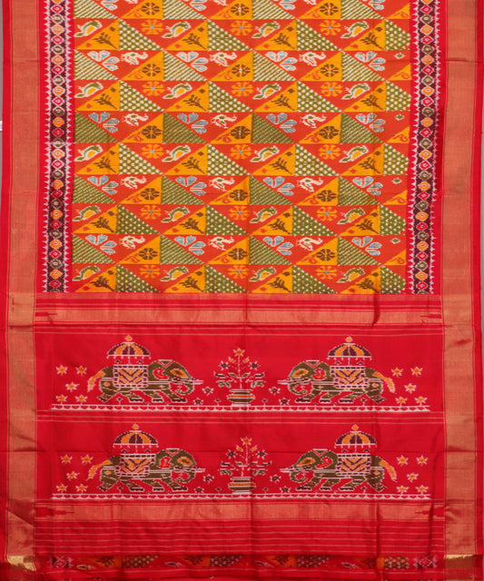 Multi-color handloom rajkot silk saree