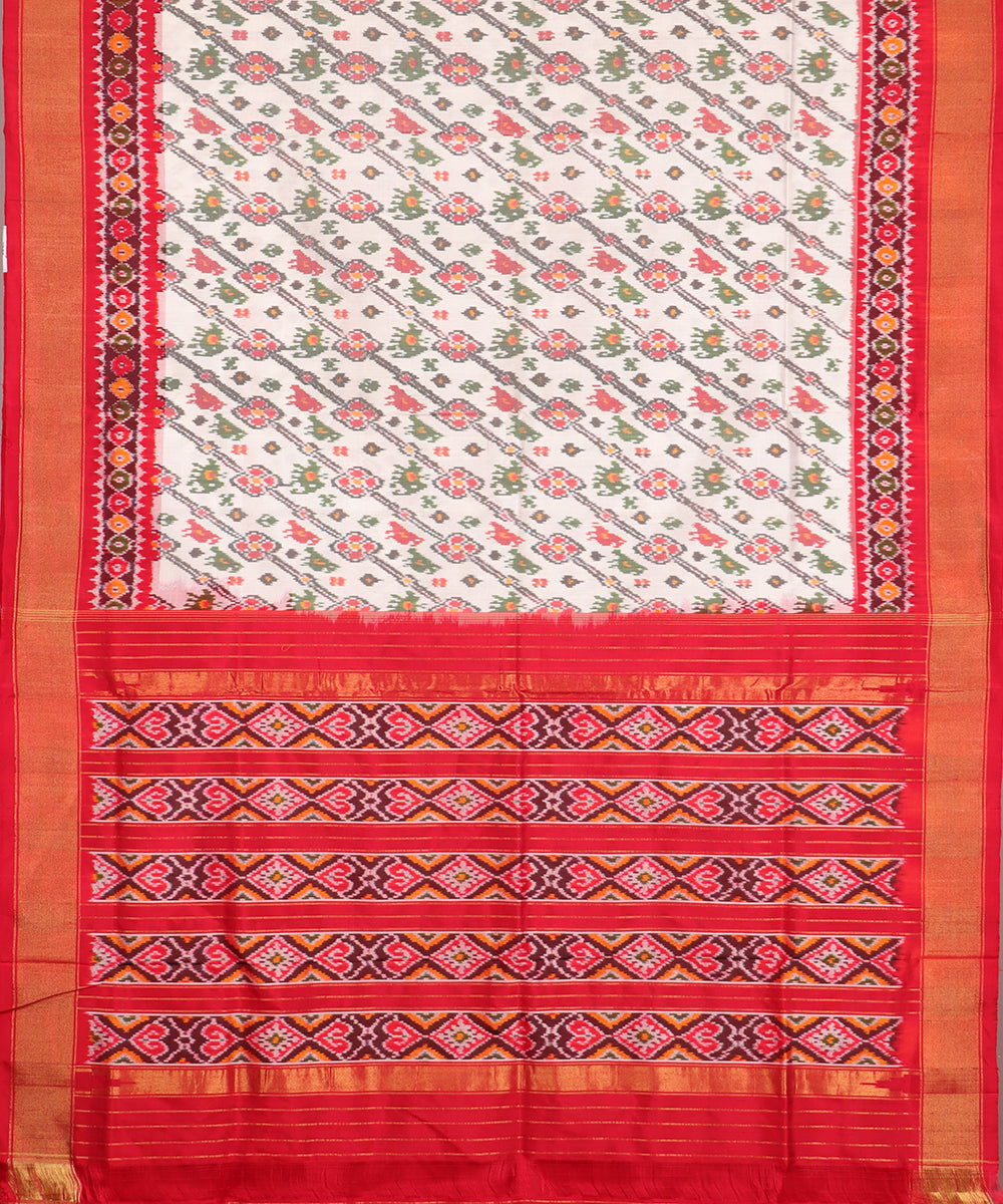 Cream color handloom rajkot silk saree