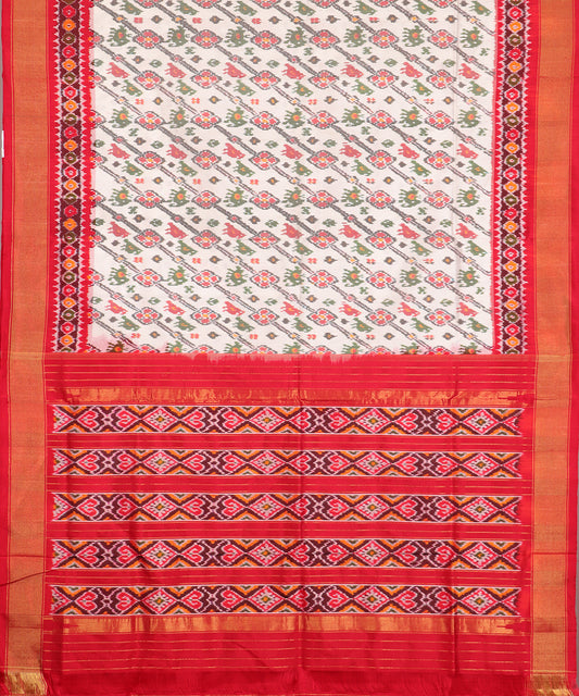 Cream color handloom rajkot silk saree