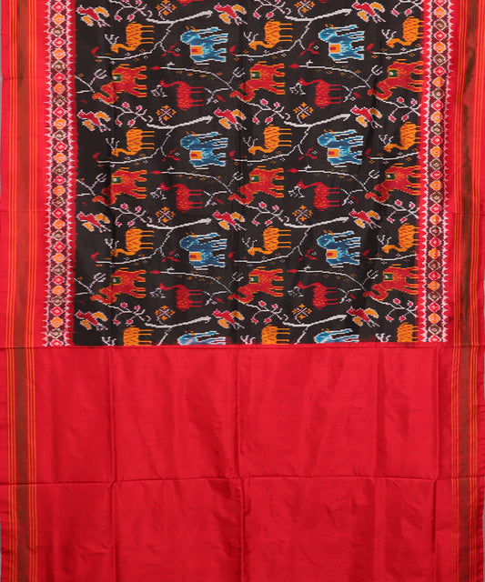 Black color handloom rajkot silk saree