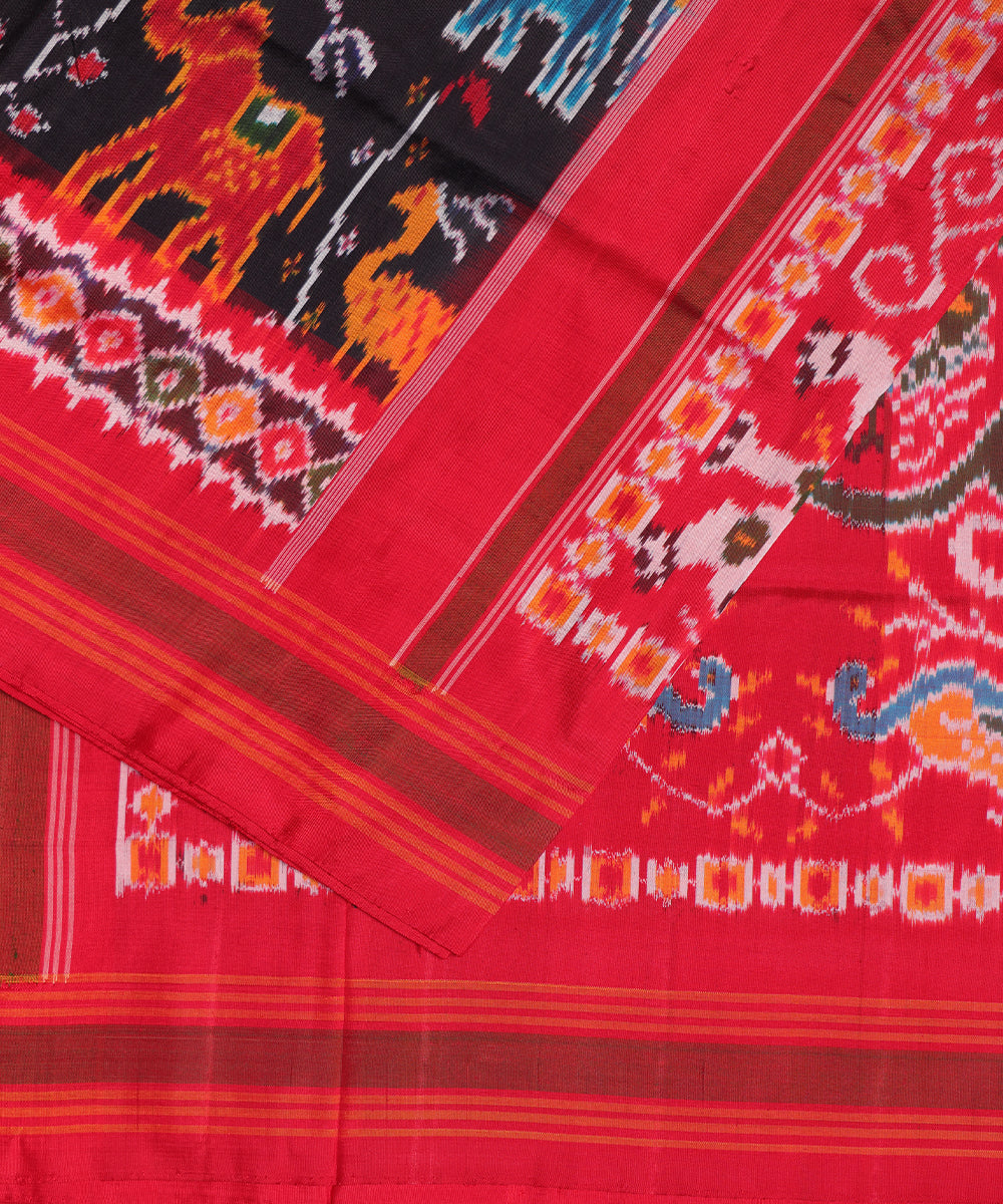 Black color handloom rajkot silk saree