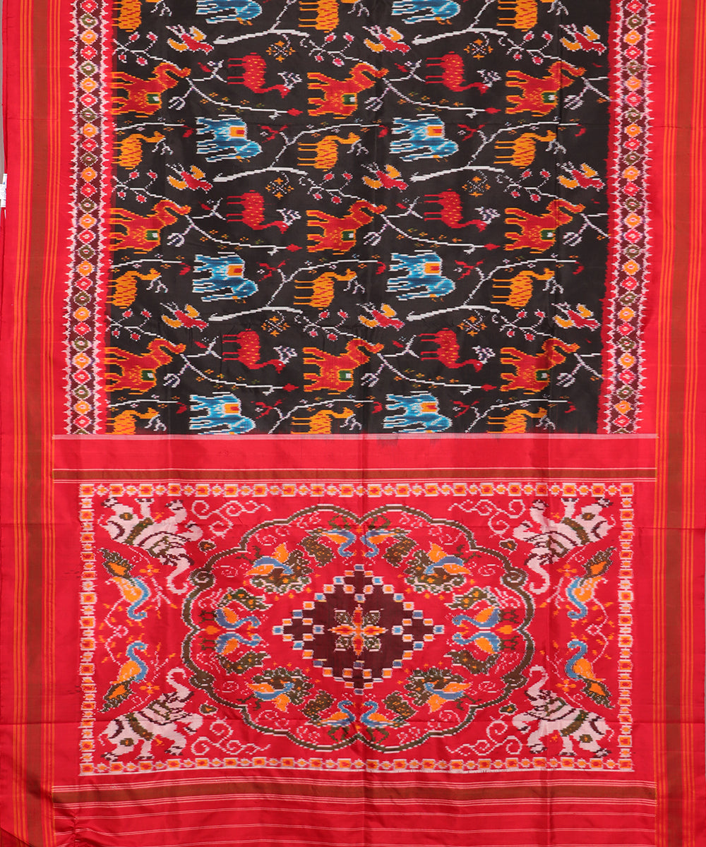 Black color handloom rajkot silk saree
