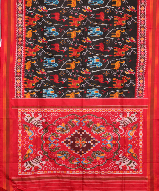 Black color handloom rajkot silk saree