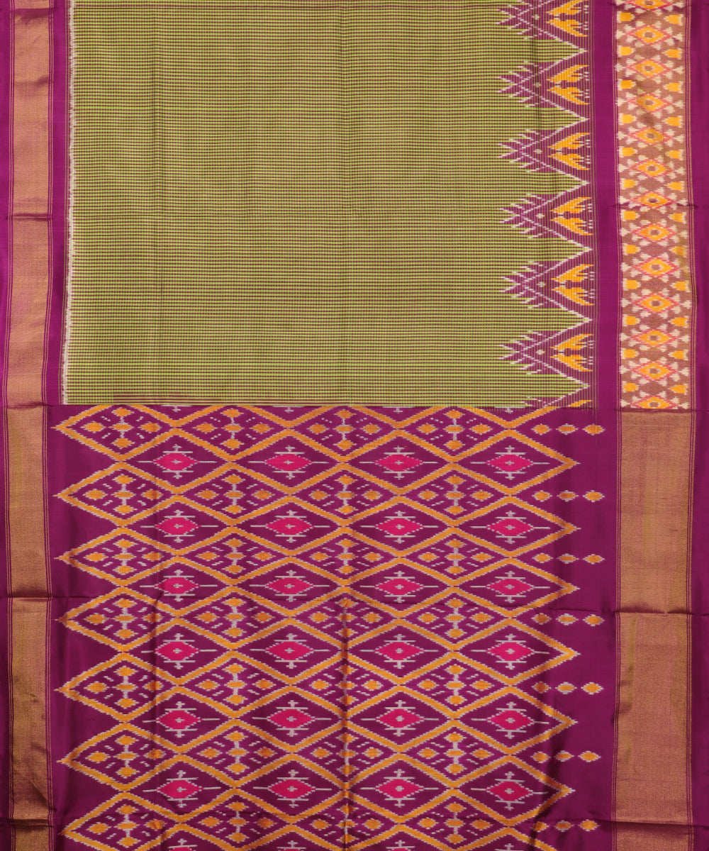 Green checkered color handloom rajkot silk saree