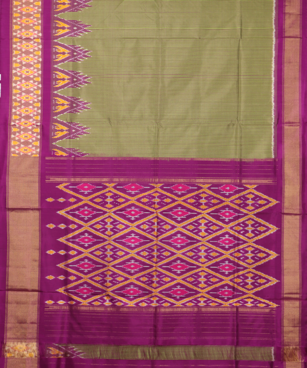Green checkered color handloom rajkot silk saree