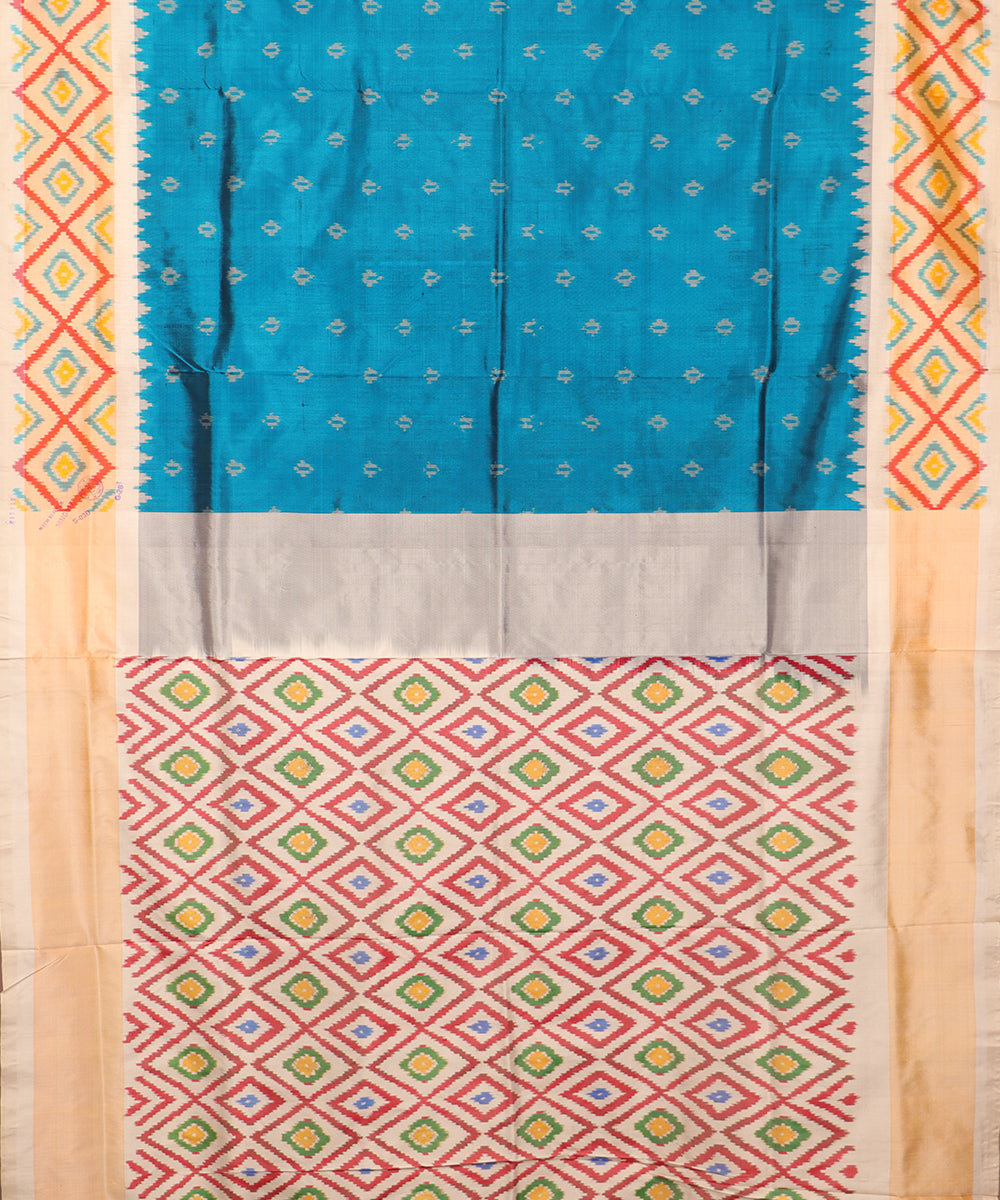 Prussian blue color handloom rajkot silk saree