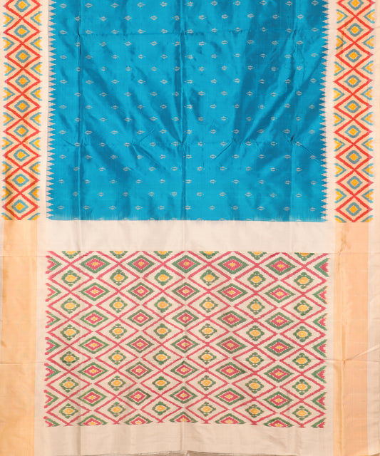 Prussian blue color handloom rajkot silk saree