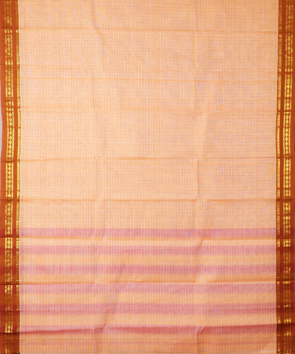 Tangerine orange color handloom narayanpet cotton saree