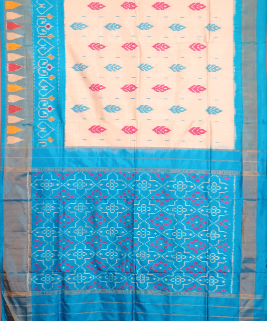 Cream color handloom rajkot silk saree