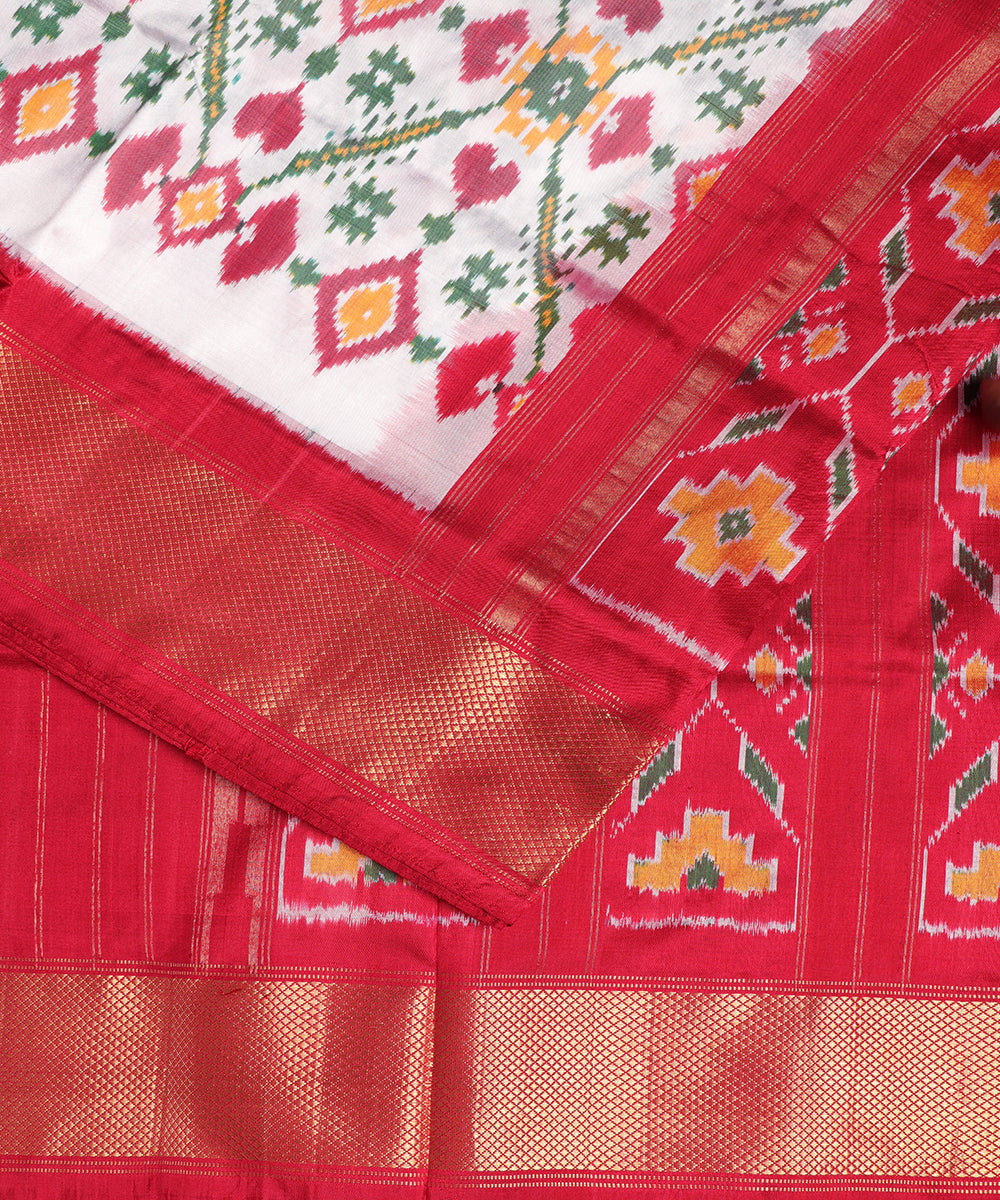 White color handloom rajkot silk saree