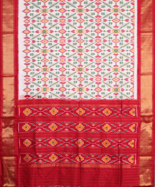 White color handloom rajkot silk saree
