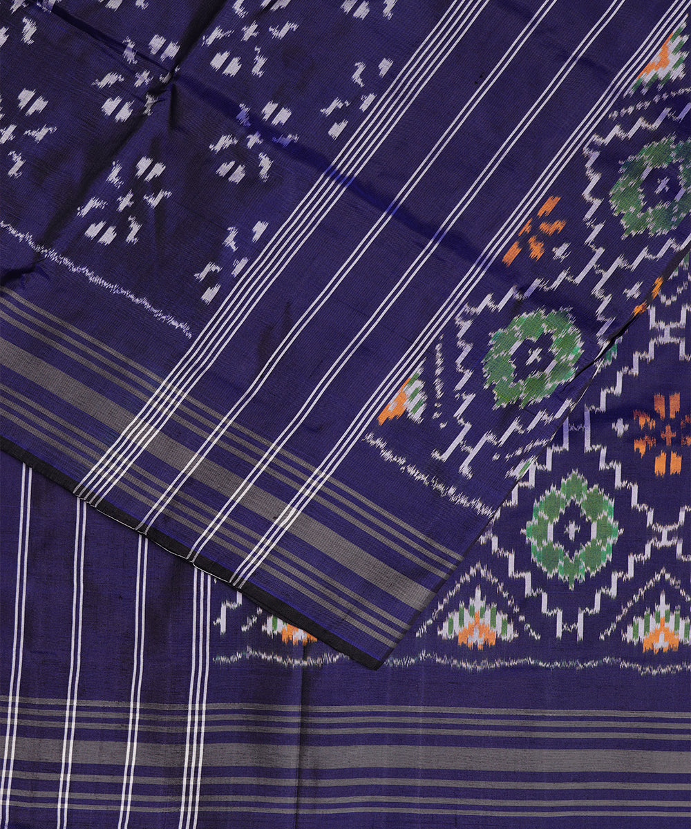 Space blue color handloom rajkot silk saree