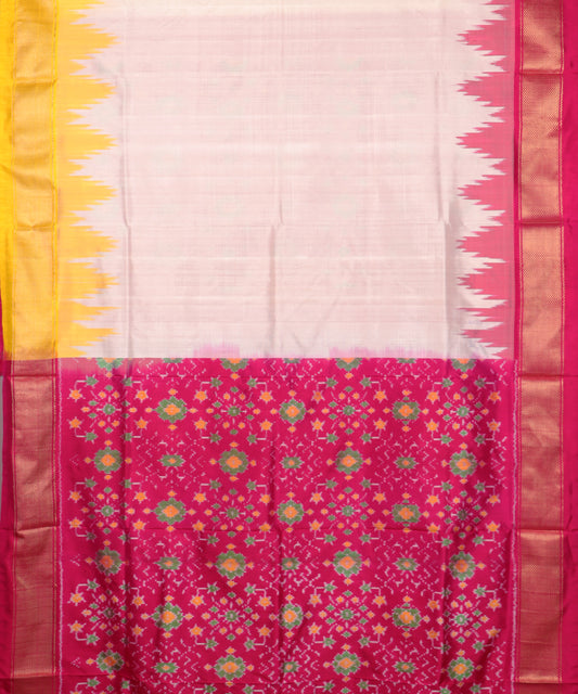 Cream color handloom rajkot silk saree