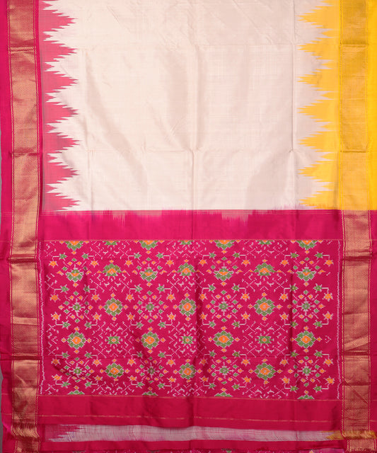Cream color handloom rajkot silk saree