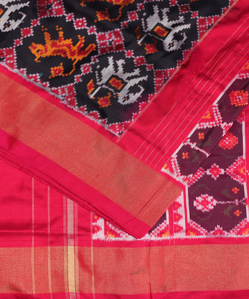 Black color handloom rajkot silk saree