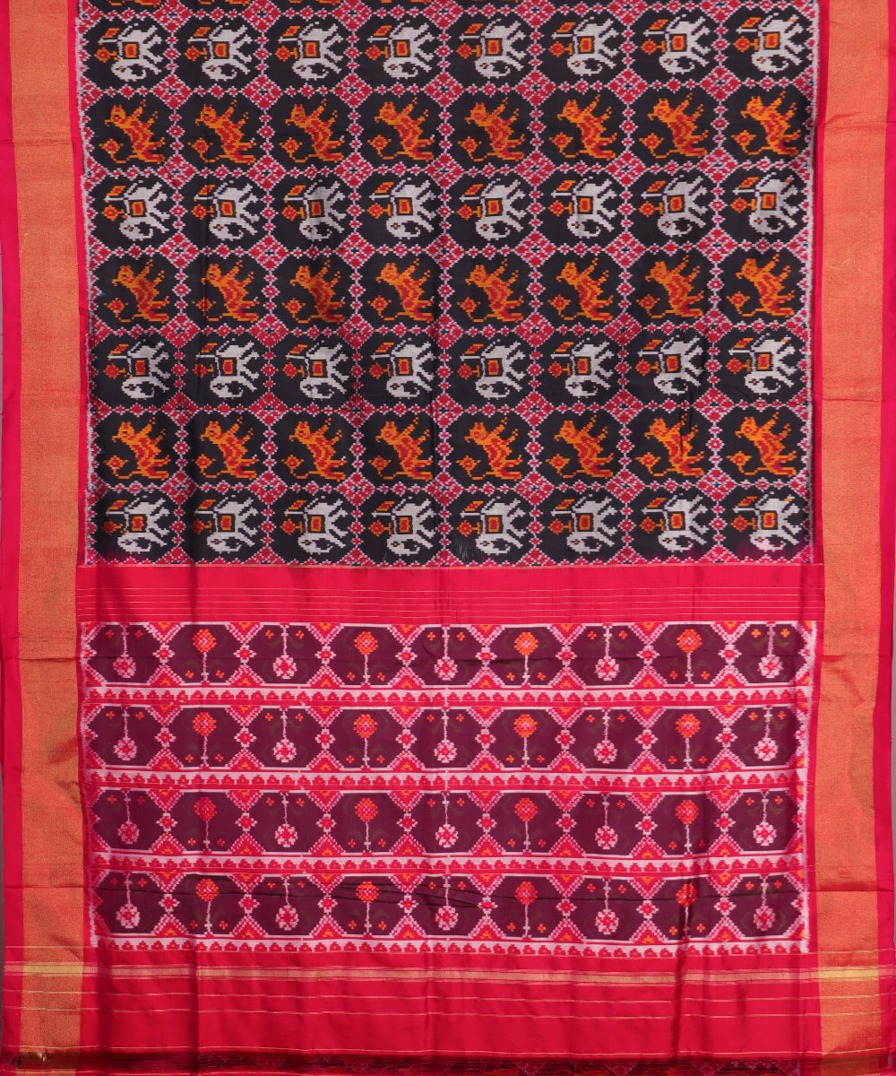 Black color handloom rajkot silk saree