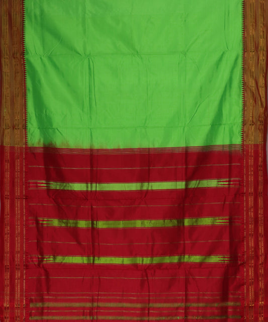 Emerald green color narayanpet silk saree