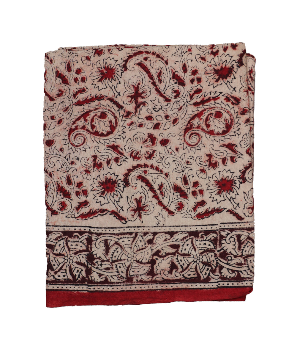 Beige handloom Kalamkari lungies