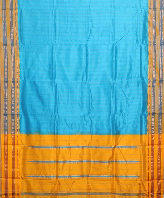 Olympic blue color handloom Narayanpet silk saree