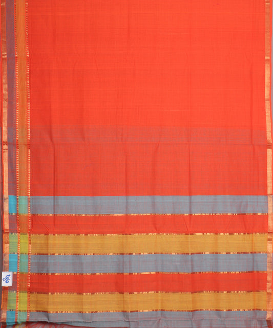 Ferrari red color handloom mangalagiri cotton saree