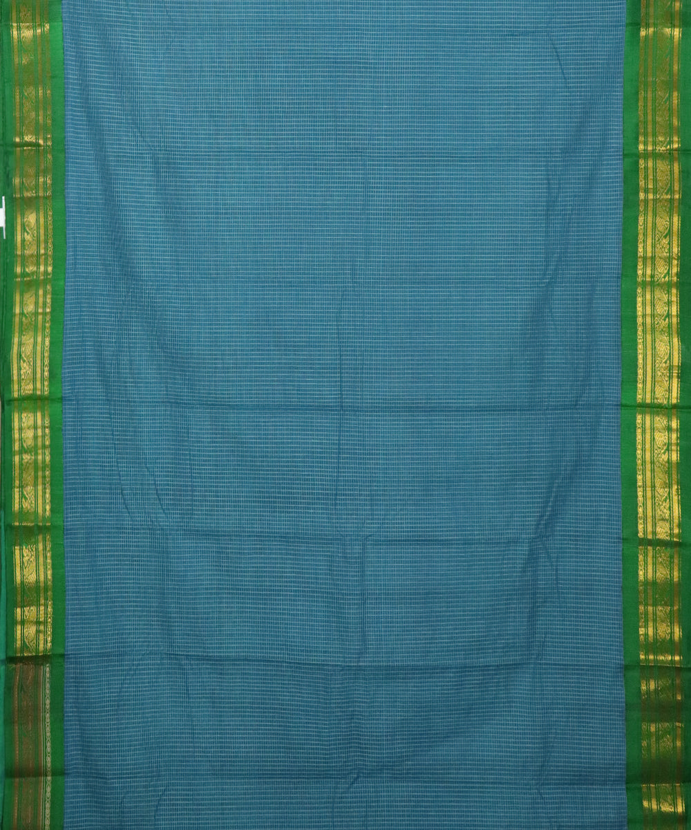 Prussian blue color Gadwal cotton saree