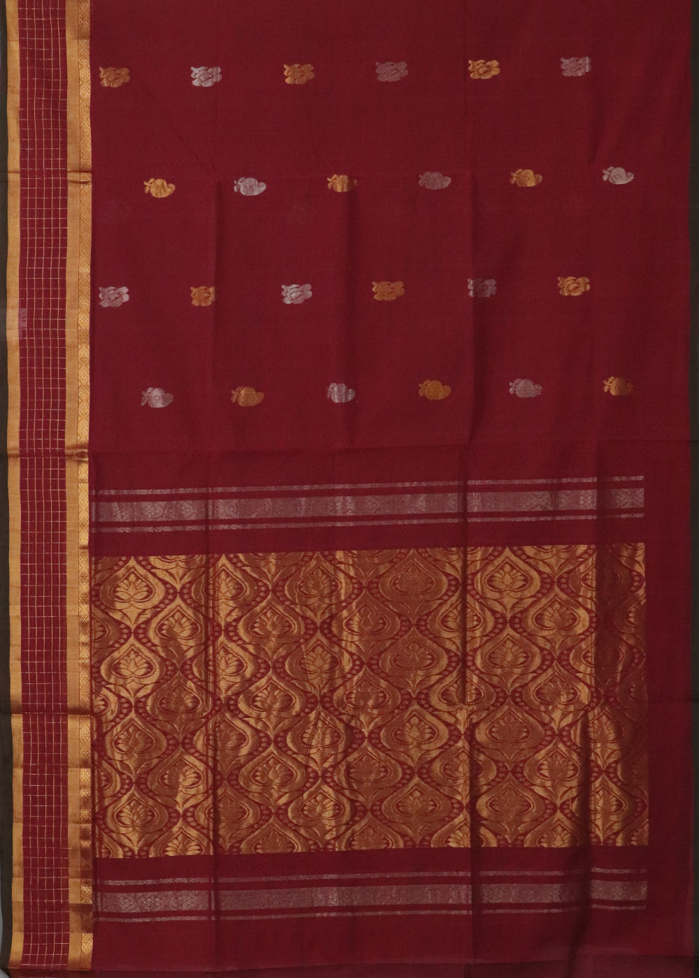 Barn red handloom Rajahmundry fancy cotton saree