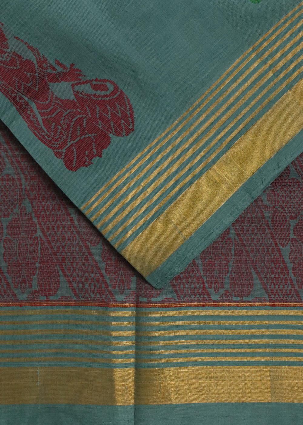 Pine green handloom Rajahmundry fancy cotton saree