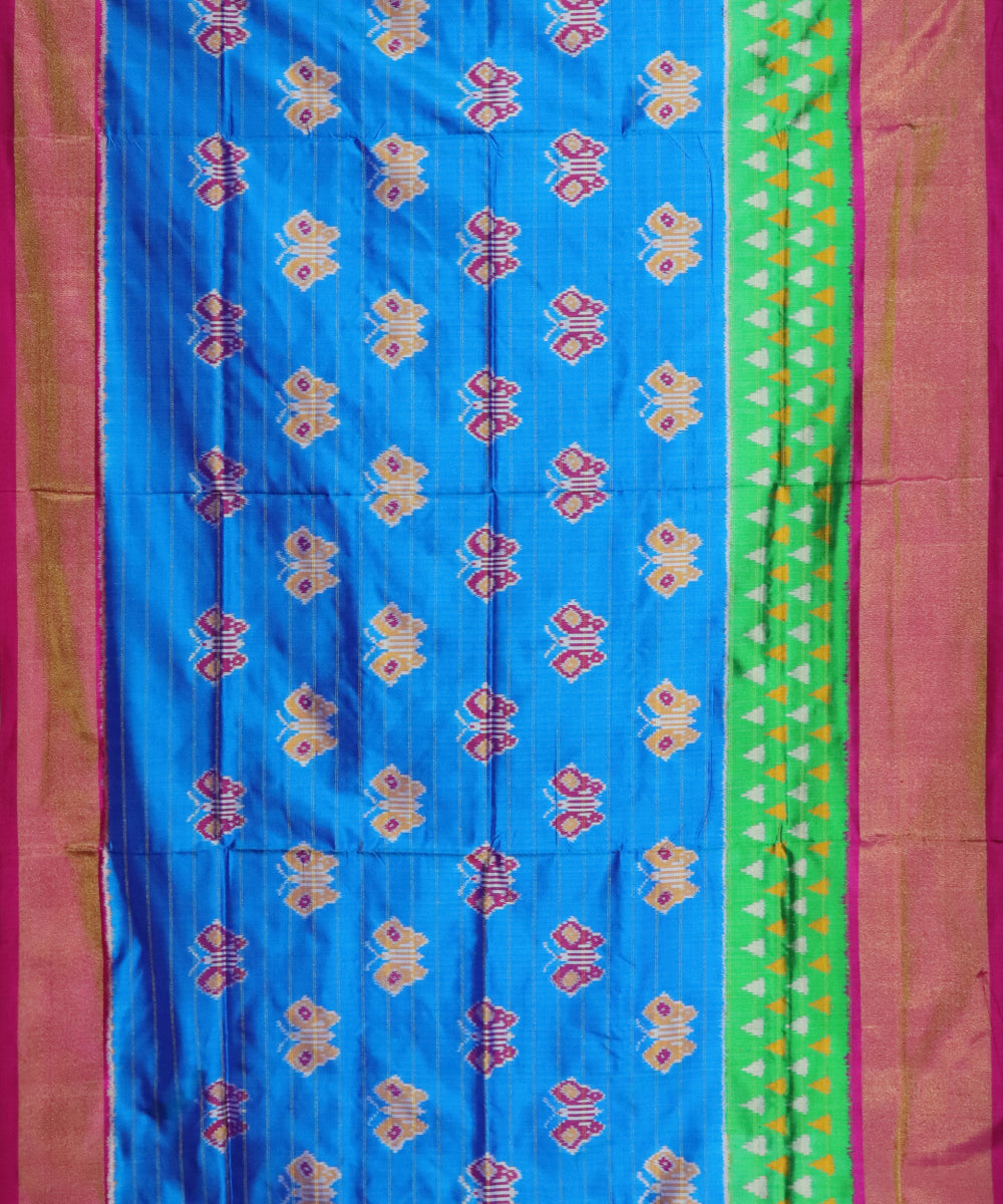 Sapphire blue color handloom rajkot silk saree