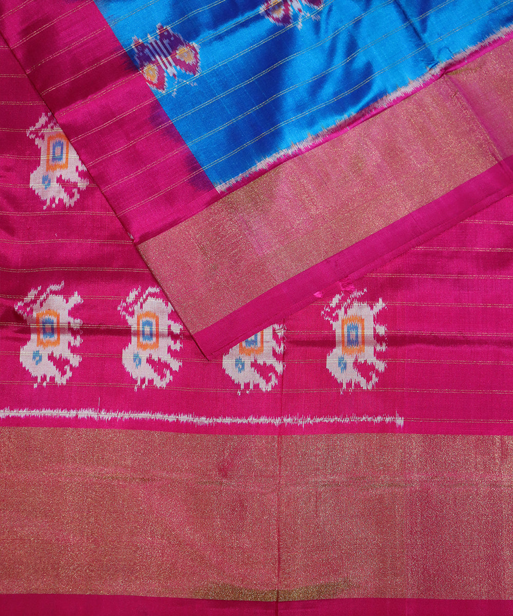 Sapphire blue color handloom rajkot silk saree