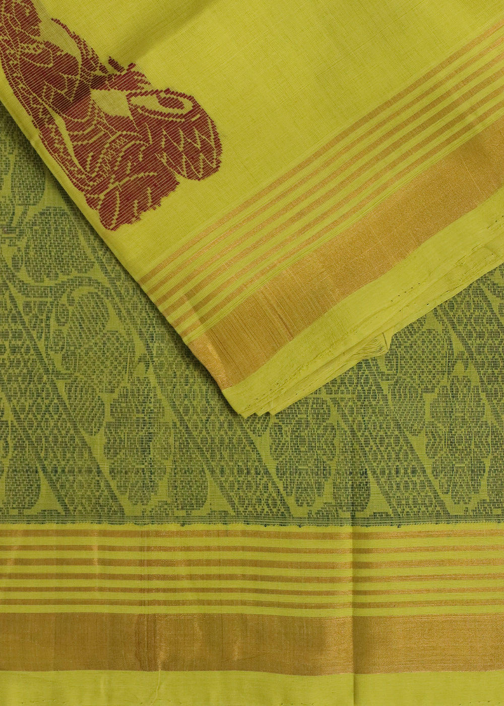 Lemon yellow handloom Rajahmundry fancy cotton saree