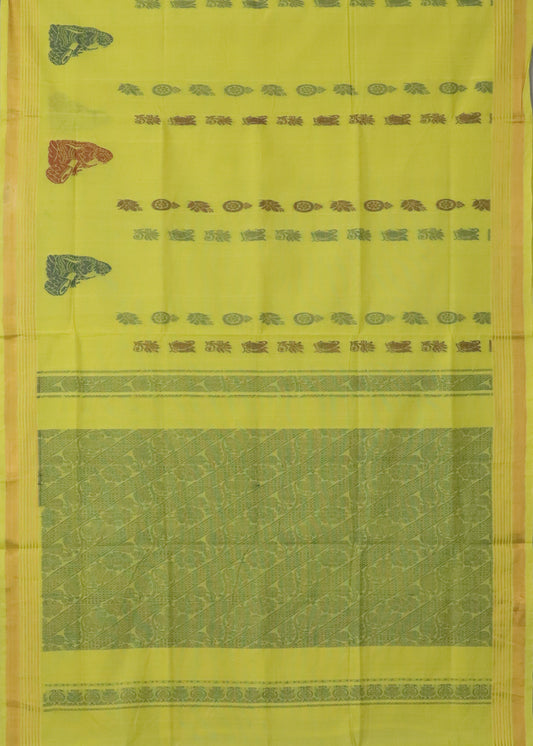 Lemon yellow handloom Rajahmundry fancy cotton saree