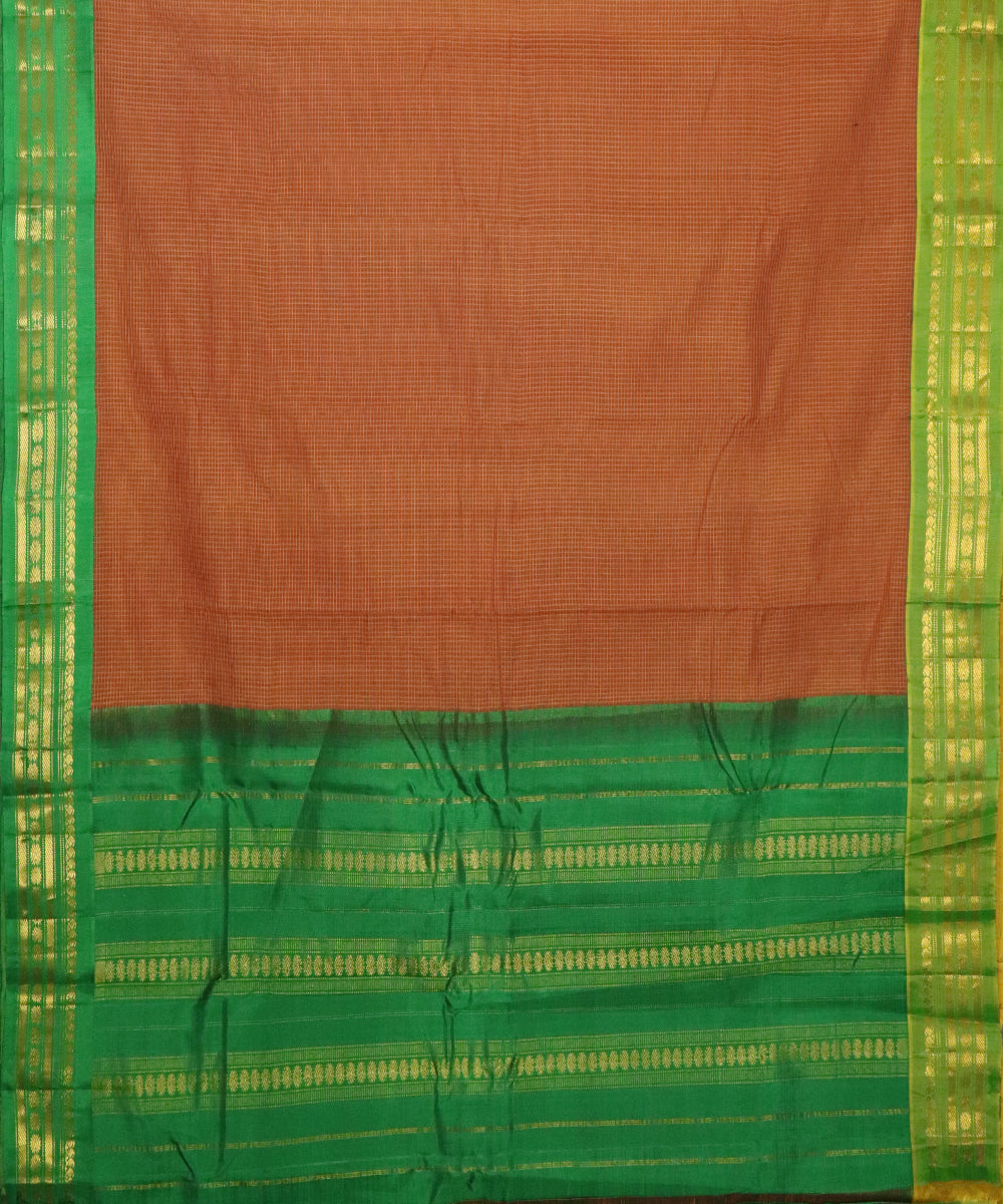 Amber orange color Gadwal cotton saree