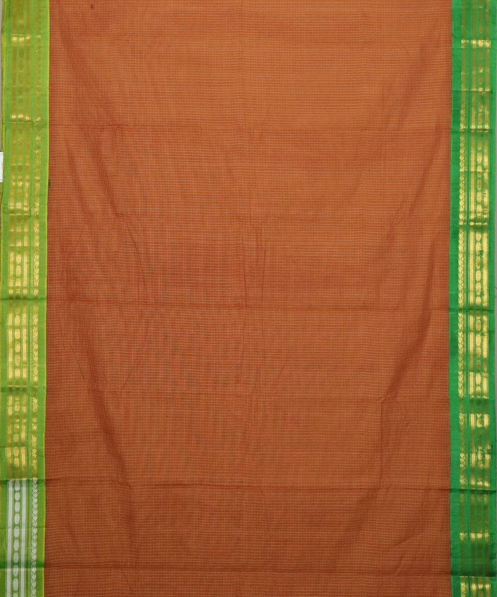 Amber orange color Gadwal cotton saree