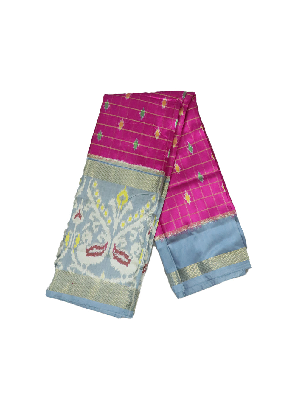 Ruby pink color handllom silk ikath pavada