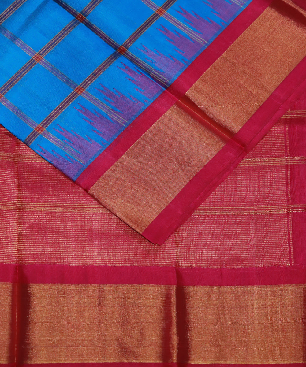 Azure blue color handloom Gadwal Silk saree