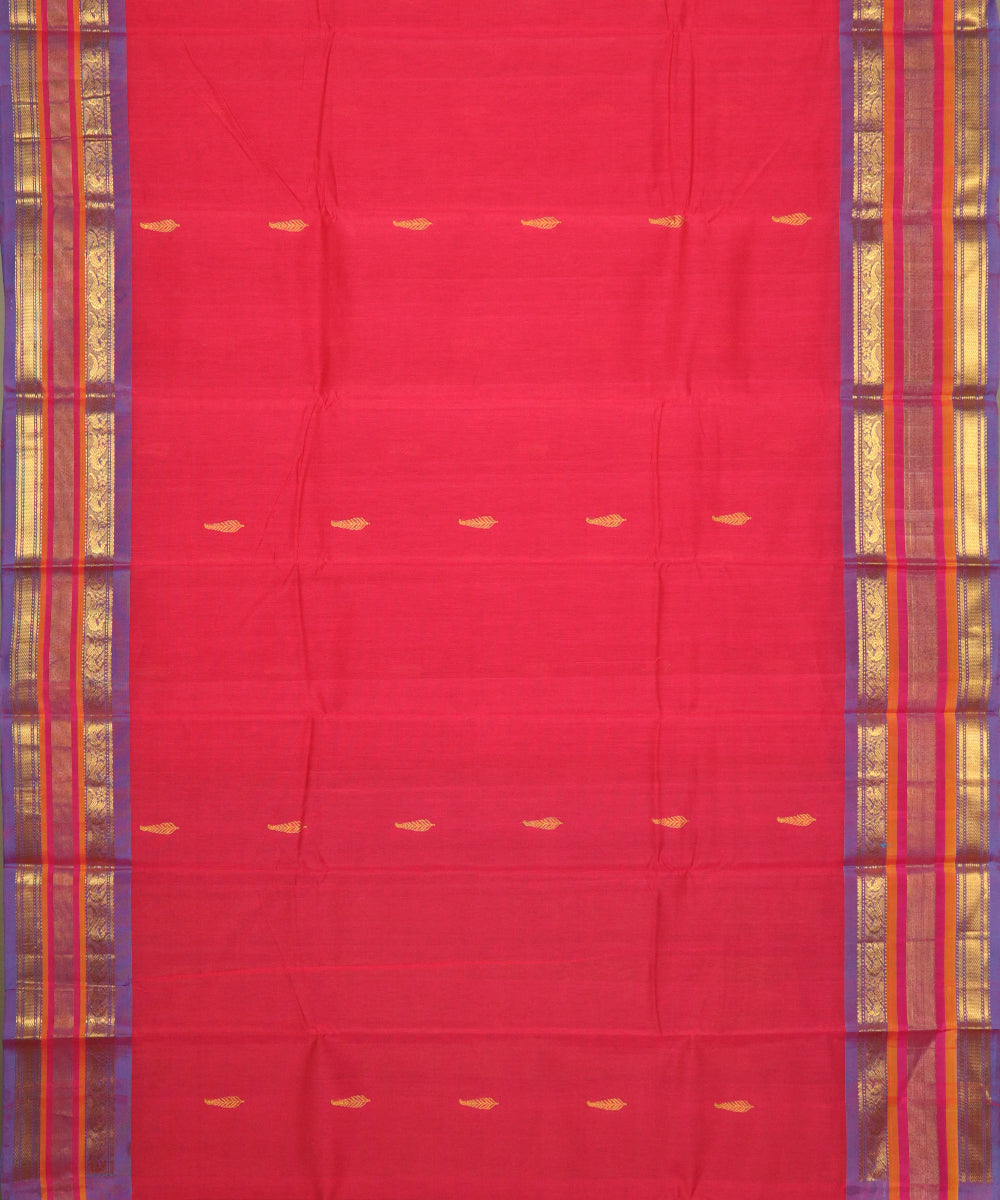 Cerise pink Handloom Gadwal SICO saree