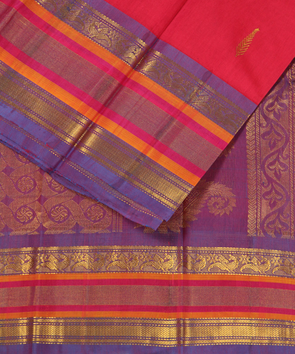 Cerise pink Handloom Gadwal SICO saree