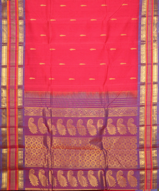 Cerise pink Handloom Gadwal SICO saree