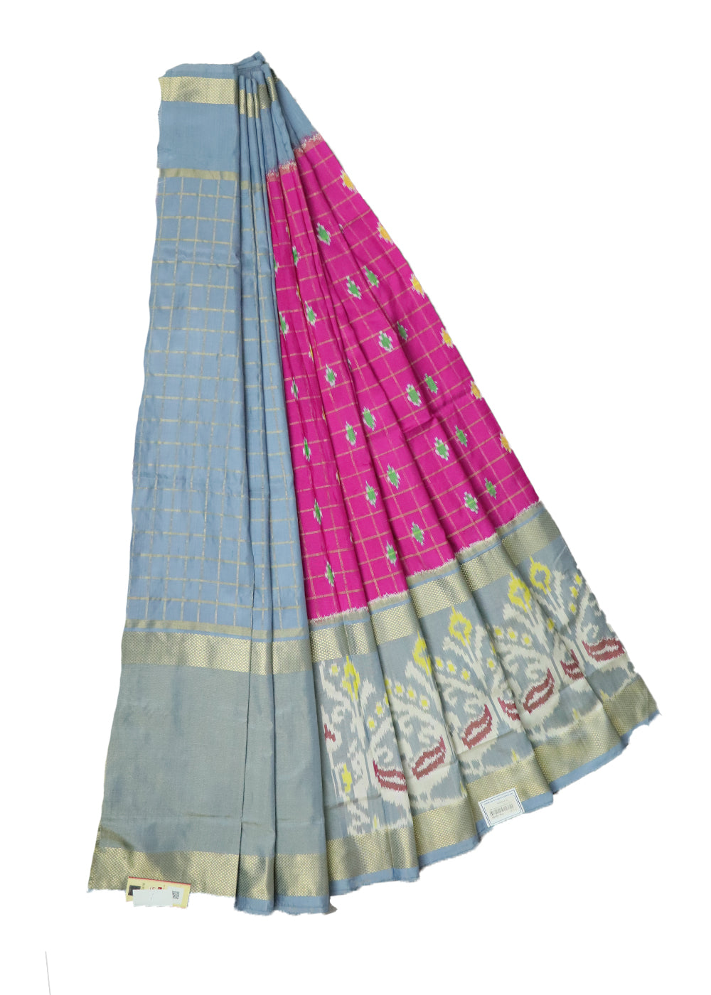 Ruby pink color handllom silk ikath pavada