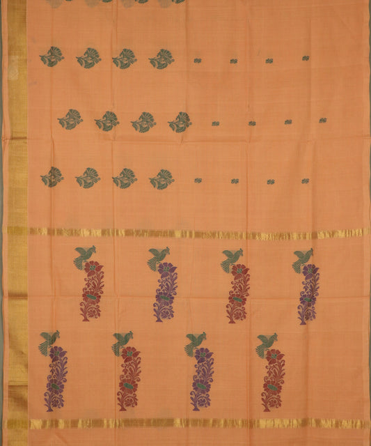 Tangerine orange handloom Rajahmundry fancy cotton saree
