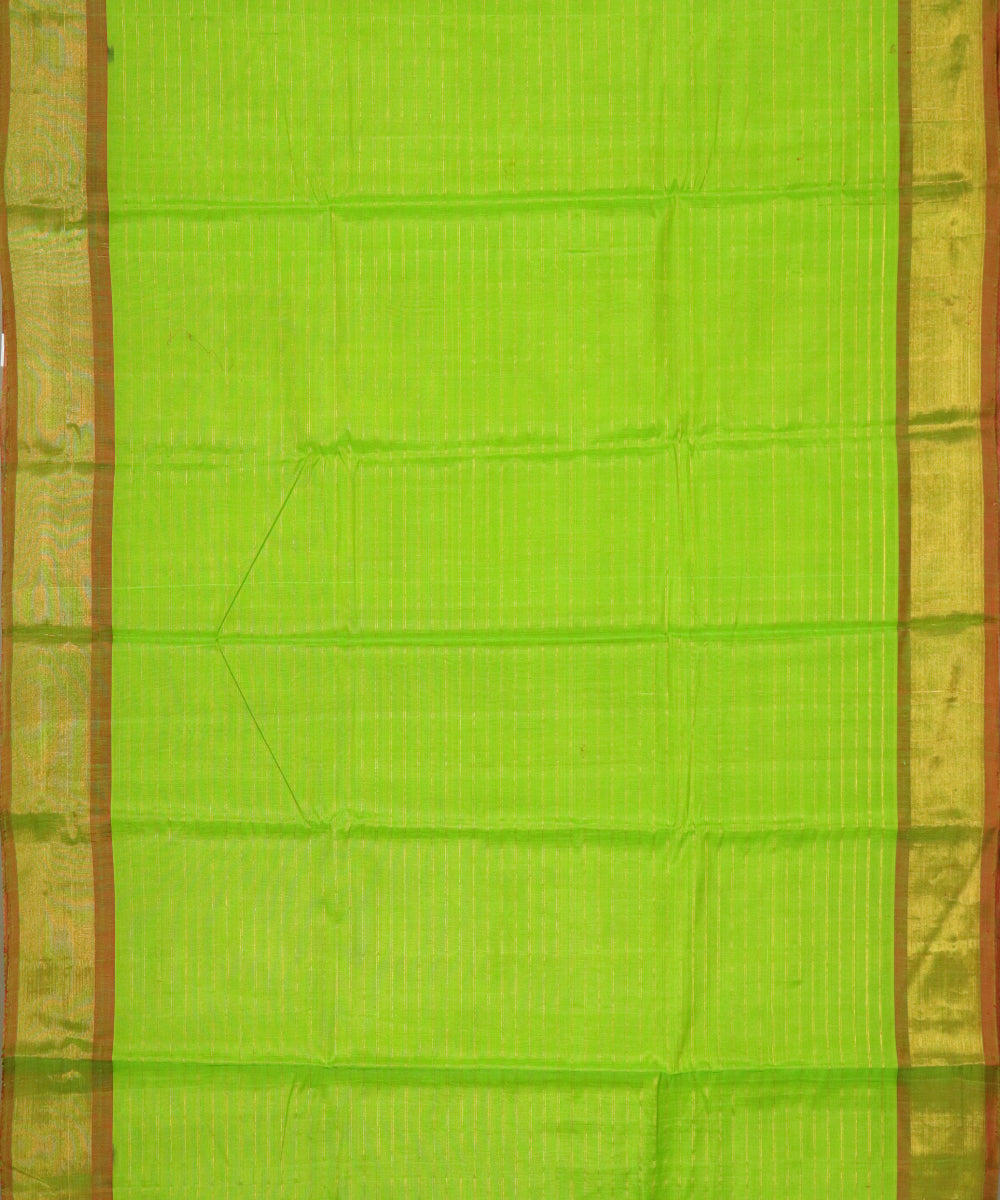 Lime green Handloom Gadwal SICO saree